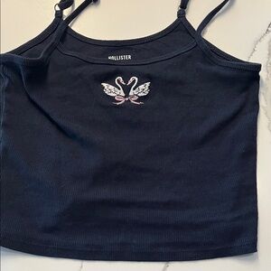 Hollister Black Camisole with Swan Design